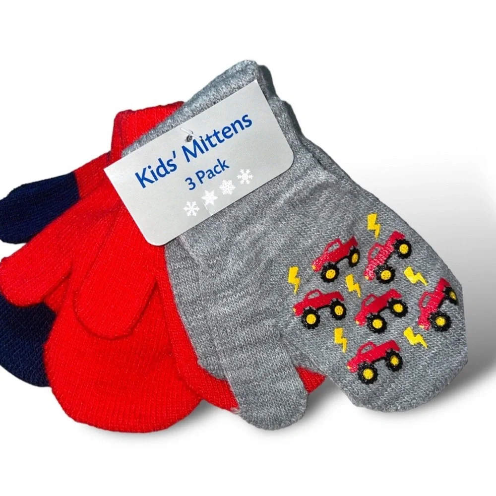 Fire trucks Gloves Kids Winter Gear Snow Hand Warmers Poppy 3 Pack new